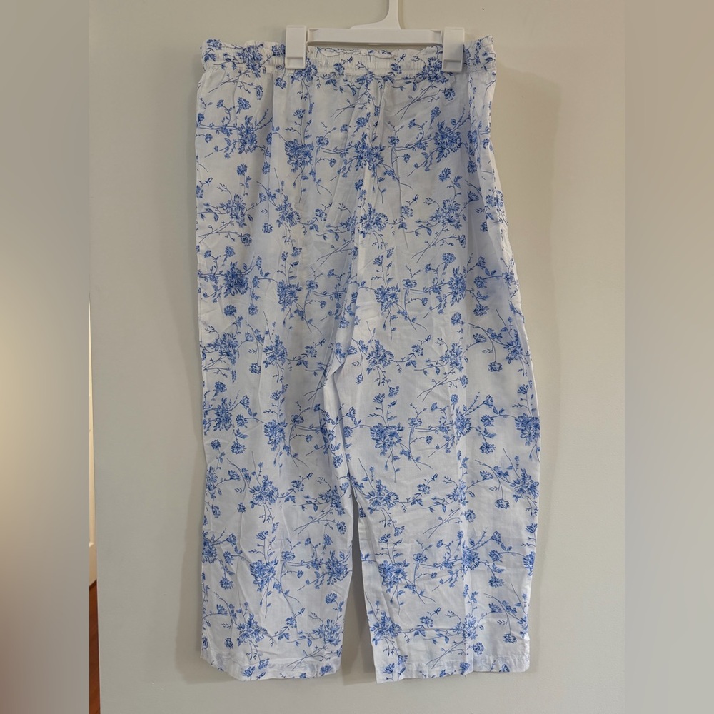 Ella Simone Pajama Set Blue Danube Toile 100% Cotton Capri Pants Tank Romantic - Picture 11 of 16